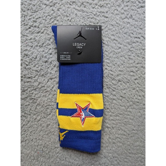 Air Jordan Legacy Dri-Fit Crew Socks Mens Large 9-11 Blue NBA All-Star Stripe - Picture 2 of 4
